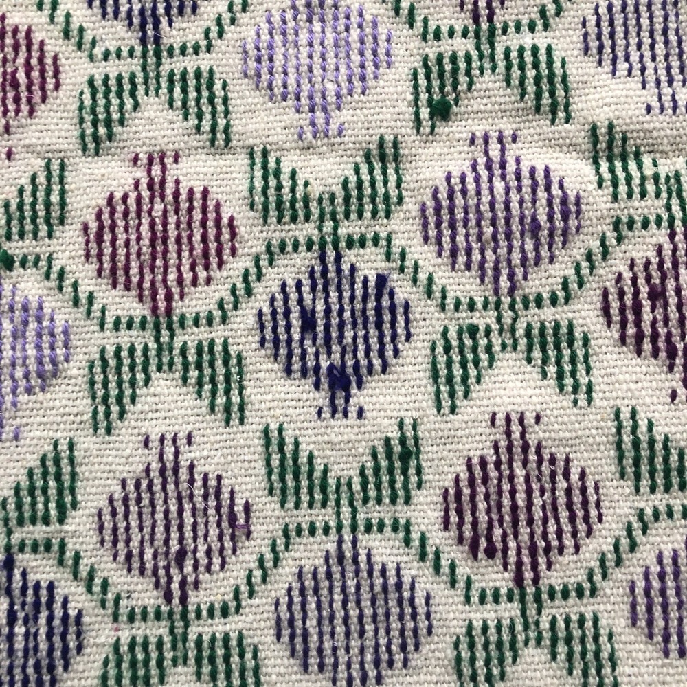 Vintage Hand Knit Floral Lap Blanket Table Runner Fringe Edge MCM 75" x 28" - Picture 8 of 8